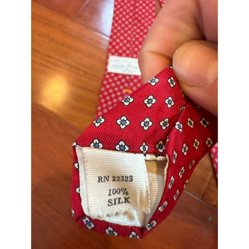 Vintage Angelo Correlli Silk‎ Tie Geometric Repeat Pattern | Red | 55